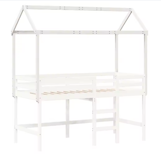 Wit Houten Dak voor Kinderbed – Massief Grenenhout, 207 × 80,5 × 151,5 cm, Speels Hemelframe