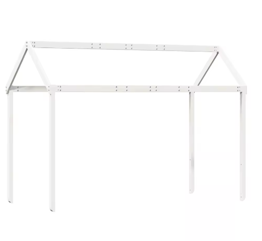 Wit Houten Dak voor Kinderbed – Massief Grenenhout, 207 × 80,5 × 151,5 cm, Speels Hemelframe