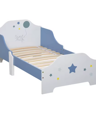 Kinderbed +3 Jaar met Sterrenprint – Laag Bed met Zijpanelen, 143 × 74 × 59 cm