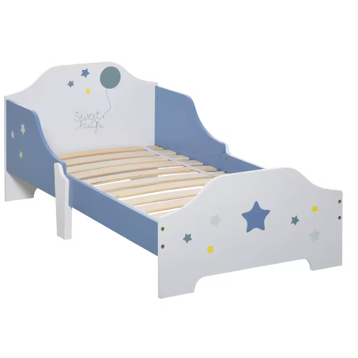 Kinderbed +3 Jaar met Sterrenprint – Laag Bed met Zijpanelen, 143 × 74 × 59 cm
