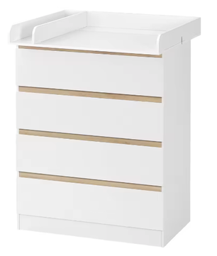 Commode met 4 Laden – Multifunctioneel Baby Opbergmeubel voor Kinderkamer 80x75x109,2 cm