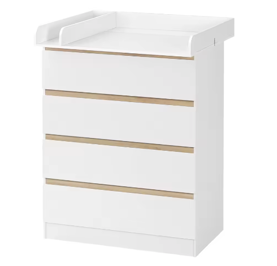 Commode met 4 Laden – Multifunctioneel Baby Opbergmeubel voor Kinderkamer 80x75x109,2 cm
