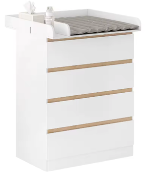 Commode met 4 Laden – Multifunctioneel Baby Opbergmeubel voor Kinderkamer 80x75x109,2 cm