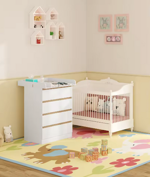 Commode met 4 Laden – Multifunctioneel Baby Opbergmeubel voor Kinderkamer 80x75x109,2 cm