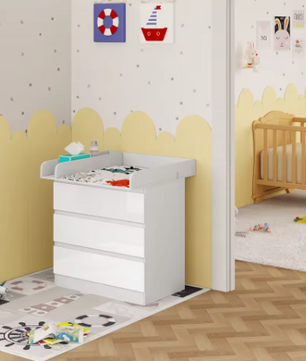 Witte Babycommode met 3 Laden – Multifunctioneel Opbergmeubel