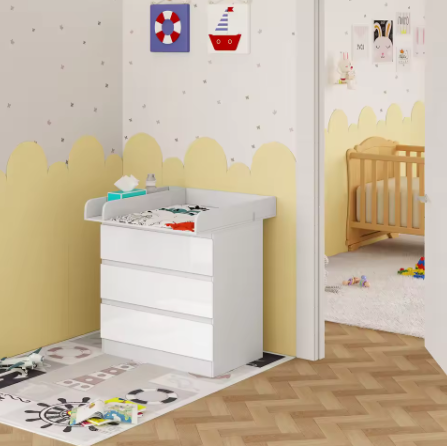 Witte Babycommode met 3 Laden – Multifunctioneel Opbergmeubel