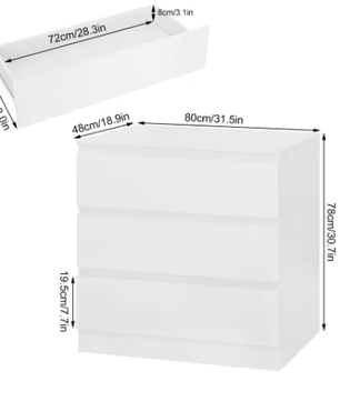 Witte Babycommode met 3 Laden – Multifunctioneel Opbergmeubel