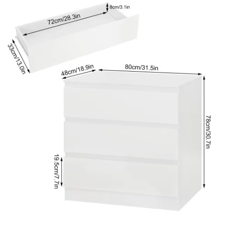 Witte Babycommode met 3 Laden – Multifunctioneel Opbergmeubel
