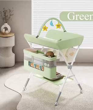 Opvouwbare Babycommode met Wielen – Verstelbaar Luiertafel en Organizer