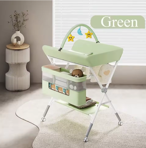 Opvouwbare Babycommode met Wielen – Verstelbaar Luiertafel en Organizer