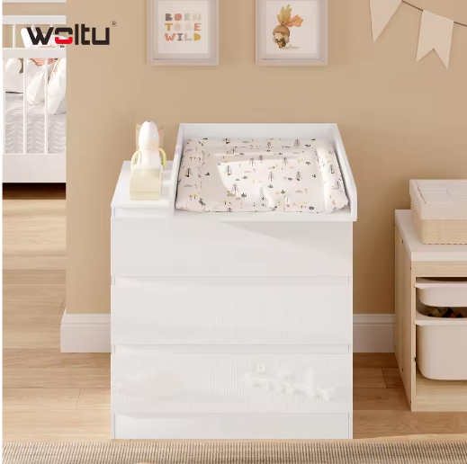 Babycommode Opzetstuk voor Ladekast – MDF Aankleedblad met Zijwanden