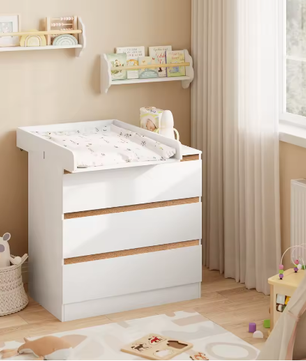 Babycommode Opzetstuk voor Ladekast – MDF Aankleedblad met Zijwanden