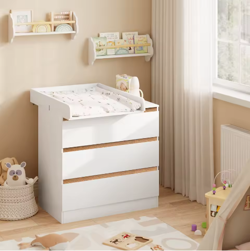 Babycommode Opzetstuk voor Ladekast – MDF Aankleedblad met Zijwanden