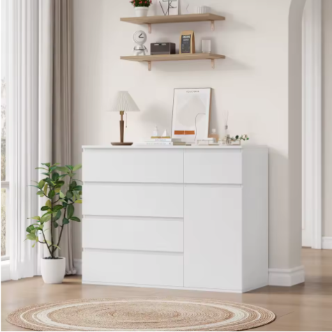 Hoge Ladekast met 5 Lades en 1 Deur – Modern Dressoir 100×80×40 cm