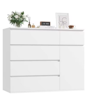 Hoge Ladekast met 5 Lades en 1 Deur – Modern Dressoir 100×80×40 cm