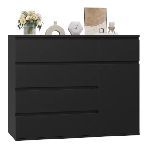 Hoge Ladekast met 5 Lades en 1 Deur – Modern Dressoir 100×80×40 cm