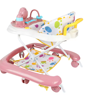 3-in-1 Loopstoeltje voor Baby – Opvouwbaar met Luifel, 360° Wielen en Speelcentrum