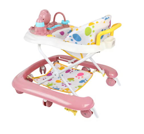 3-in-1 Loopstoeltje voor Baby – Opvouwbaar met Luifel, 360° Wielen en Speelcentrum