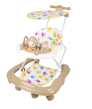 3-in-1 Loopstoeltje voor Baby – Opvouwbaar met Luifel, 360° Wielen en Speelcentrum