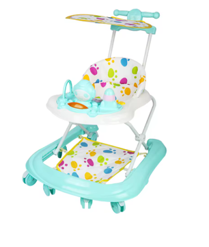 3-in-1 Loopstoeltje voor Baby – Opvouwbaar met Luifel, 360° Wielen en Speelcentrum