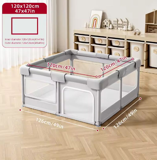 Baby Shining Speelbox – Veiligheid Hek met Schuimbeschermer voor 0-6 Jaar