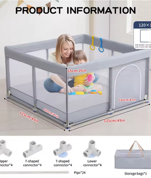 Baby Shining Speelbox – Veiligheid Hek met Schuimbeschermer voor 0-6 Jaar