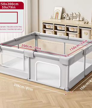 Baby Shining Speelbox – Veiligheid Hek met Schuimbeschermer voor 0-6 Jaar