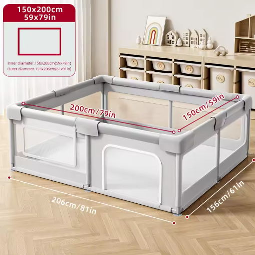 Baby Shining Speelbox – Veiligheid Hek met Schuimbeschermer voor 0-6 Jaar
