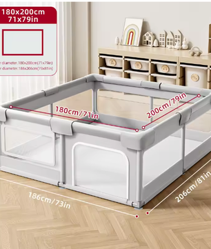 Baby Shining Speelbox – Veiligheid Hek met Schuimbeschermer voor 0-6 Jaar
