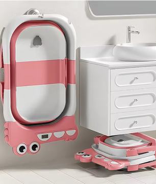 Opvouwbaar Babybadje met Badkussen en Ingebouwde Thermometer