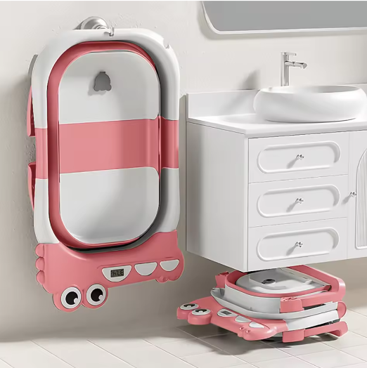 Opvouwbaar Babybadje met Badkussen en Ingebouwde Thermometer