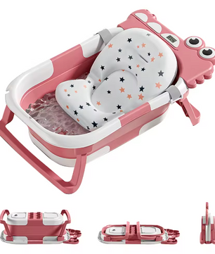 Opvouwbaar Babybadje met Badkussen en Ingebouwde Thermometer