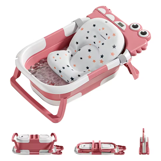 Opvouwbaar Babybadje met Badkussen en Ingebouwde Thermometer