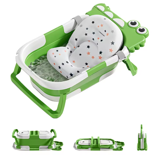 Opvouwbaar Babybadje met Badkussen en Ingebouwde Thermometer