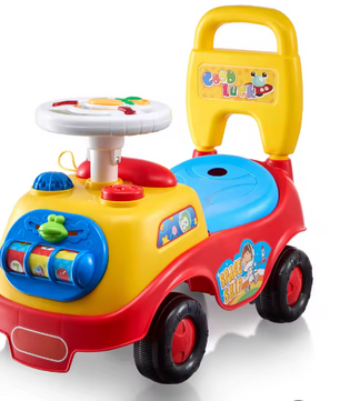 Peuter Ride-On Auto met Duwfunctie, Muziek en Opbergruimte