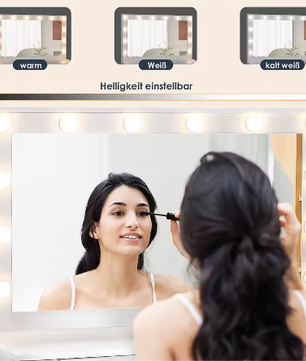 Kaptafel met Grote Spiegel en LED Verlichting – Moderne Make-uptafel met 5 Lades en Kruk