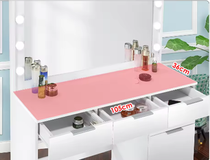 Kaptafel met Grote Spiegel en LED Verlichting – Moderne Make-uptafel met 5 Lades en Kruk