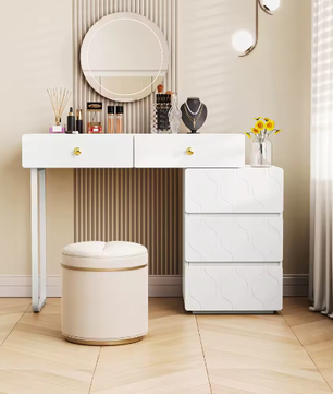 Kaptafel met 5 Lades – Uitwisselbare Kast en Poten, Modern en Functioneel, 90 x 40 x 73,5 cm