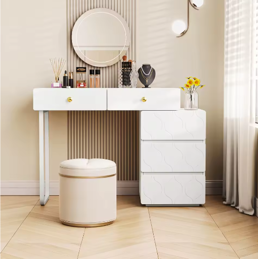 Kaptafel met 5 Lades – Uitwisselbare Kast en Poten, Modern en Functioneel, 90 x 40 x 73,5 cm