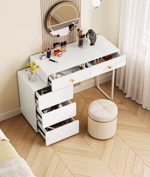 Kaptafel met 5 Lades – Uitwisselbare Kast en Poten, Modern en Functioneel, 90 x 40 x 73,5 cm