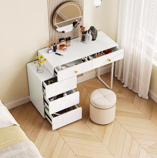 Kaptafel met 5 Lades – Uitwisselbare Kast en Poten, Modern en Functioneel, 90 x 40 x 73,5 cm