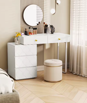 Kaptafel met 5 Lades – Uitwisselbare Kast en Poten, Modern en Functioneel, 90 x 40 x 73,5 cm