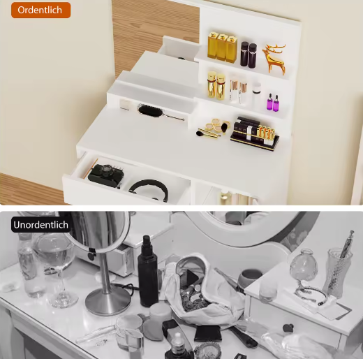 Kaptafel met Spiegel – 1 Lade, 2 Planken en Opbergkast, Modern en Functioneel