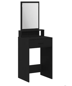 Elegante Make-up Kaptafel van Zwart Eikenhout met Spiegel en Lade