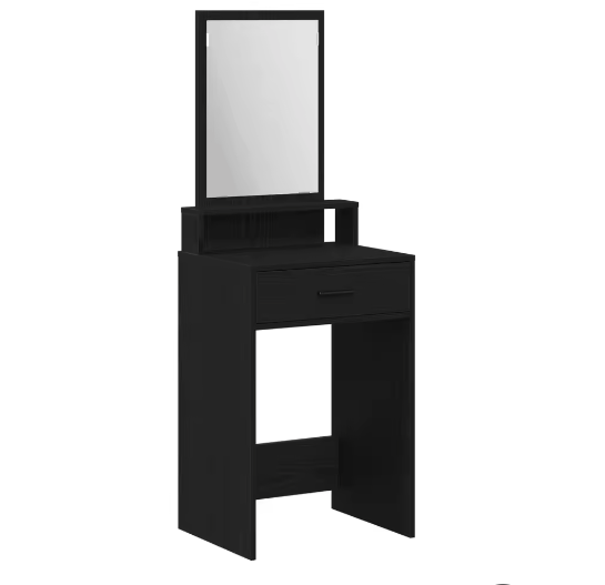Elegante Make-up Kaptafel van Zwart Eikenhout met Spiegel en Lade