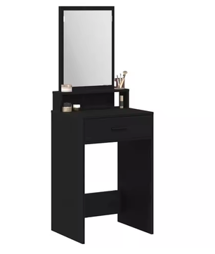 Elegante Make-up Kaptafel van Zwart Eikenhout met Spiegel en Lade