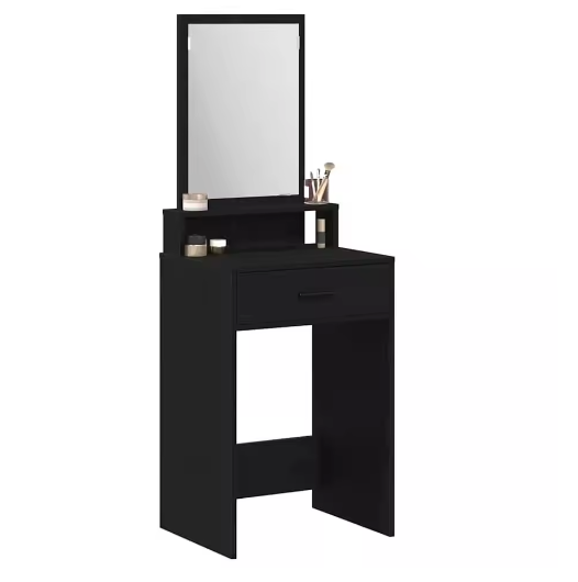 Elegante Make-up Kaptafel van Zwart Eikenhout met Spiegel en Lade
