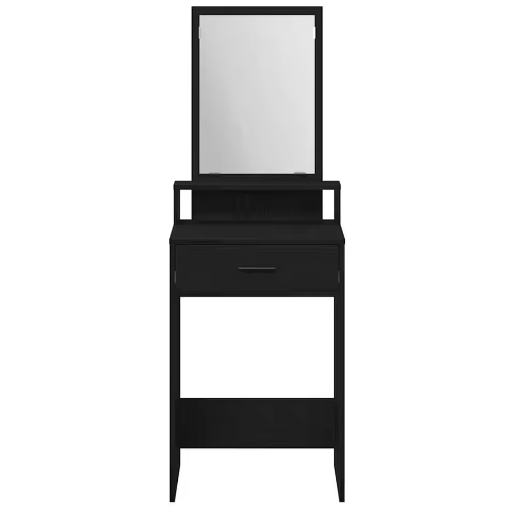 Elegante Make-up Kaptafel van Zwart Eikenhout met Spiegel en Lade