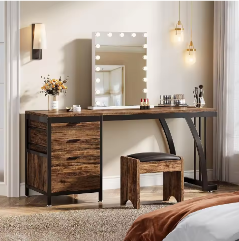 Kaptafel met 3 Lades en Omkeerbaar Ontwerp, Industrieel