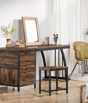 Kaptafel met 3 Lades en Omkeerbaar Ontwerp, Industrieel